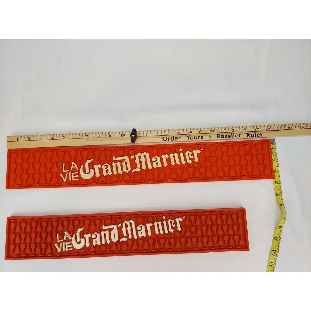 Grand Marnier Red/White Rubber Bar Drip Spill Rail Mat Bar Drying Lot of 2